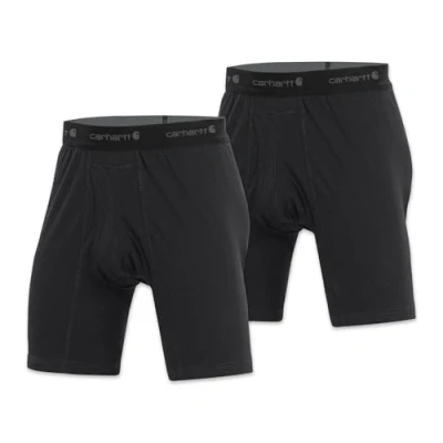 Image of Carhartt Men&#039;s 8&quot; Inseam Basic Cotton Poly Boxer Brief 2 Pack, Black, XL