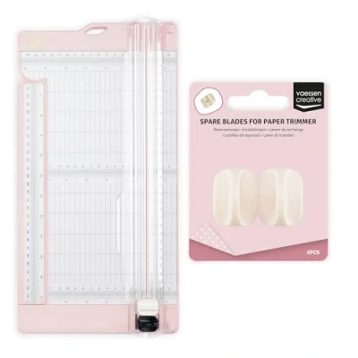 Image of Vaessen Creative Cutter with Folding Board 6&quot; x 12&quot; 2 in 1 Cutting Machine for Scrapbooking, Card Crafts and Paper Projects Includes Replacement Blades Safely Designed, Pink White, Verschiedene