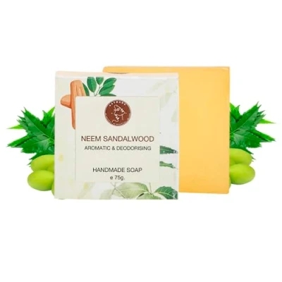 Image of AATMANA Handmade Natural Bar Soap for Men &amp; Women, Moisturizing Body Face Soap, 7.9 Oz Bars (3 Set) (Neem Sandalwood)