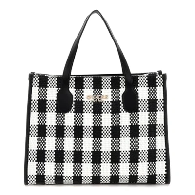 Image of GUESS Women&#039;s Silvana Double Compartment Tote Satchel, Top Handle, Black Multi, One Size