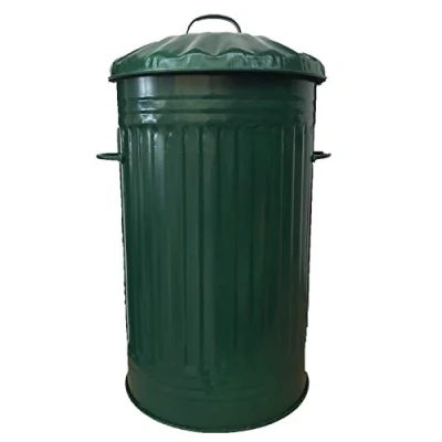 Image of KetoPlastics 45L Litre GREEN Galvanised Retro Slim Metal Bin Kitchen Rubbish Waste Dustbin Storage