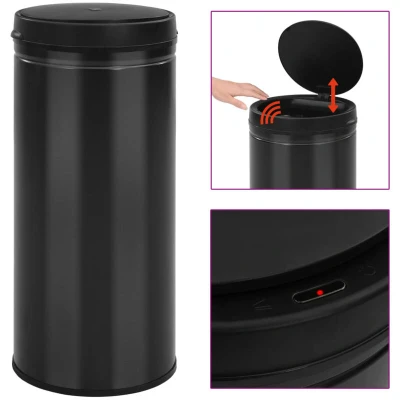 Image of vidaXL Automatic Sensor Dustbin 80 L Carbon Steel Black