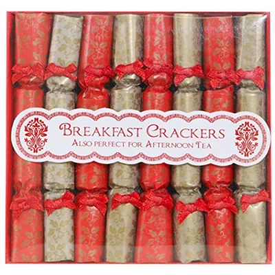 Image of Toyland® Pack of 8 Mini Red &amp; Gold Breakfast Crackers Christmas