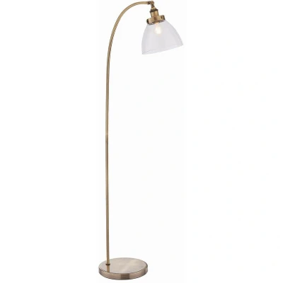 Image of Hansen 1 Light Floor Lamp Antique Brass, Glass, E27