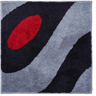 Image of Grund Designer Bath Mat COLANI, Ultra Soft and Absorbent, Anti Slip, 5 Years Warranty, Colani 35, Small 60x60 cm, Light Gray Black