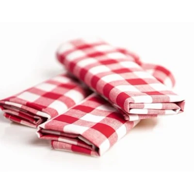 Image of texpot Country House Napkin 60 x cm Red / White Checked Made from 100% Cotton in 20 mm Chequered Farmer&#039;s Check