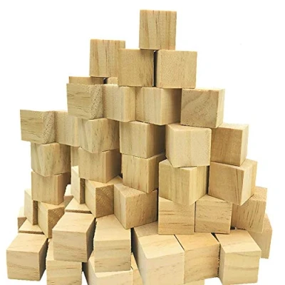 Image of Fycooler Small Wooden Cubes (80 Pack) 2.54x2.54 x2.54cm (1x1x1inch)Wood Natural Unfinished Pine Wood Blocks Educational Craft for DIY, Stamps, Art &amp; Crafts, Painting, Puzzles, Numbers
