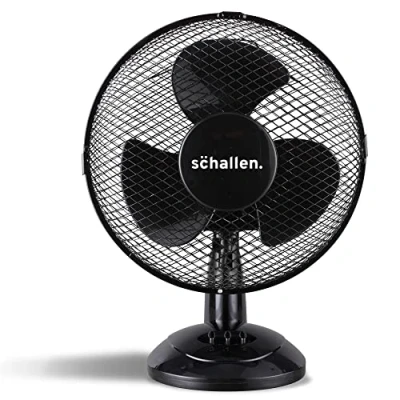 Image of Schallen Small 9&quot; Portable Desk Table Oscillating Cooling Fan with 2 Speed Setting &amp; Quiet Operation (Black)