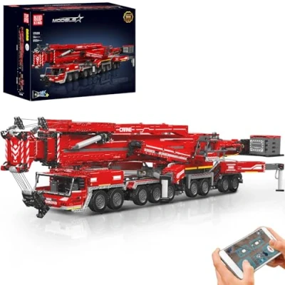 Image of Mould King 17008 Technik for Liebherr LTM 11200 Crawler Crane Set, Remote Controlled Construction Vehicle Model with App, Kit Winch System and Rocker Boom, Gift Christmas