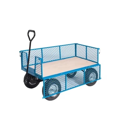 Image of General Purpose Truck; Plywood Base; Mesh Sides Ends Blue/Veneer