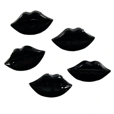 Image of Lips Shape Plastic Kitsch Buttons 25mm Pack of 5 (Black)