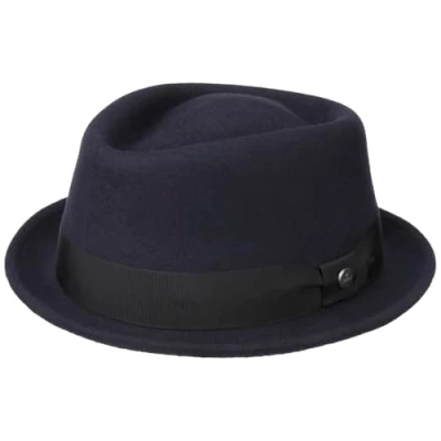 Image of Lierys Classic Porkpie Wool Felt hat for Women/Men Made in Italy Water Repellent Pork Pie Packable Summer/Winter Musician&#039;s Navy M (56 57 cm)