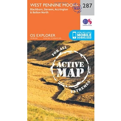 Image of Explorer Active 287 West Pennine Moors, Blackburn, Darwen &amp; Accrington Map With Digital Version