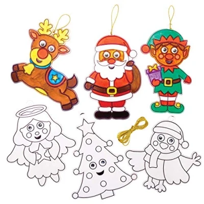 Image of Baker Ross AT297 Angel Christmas Wiggle Eye Suncatcher Decorations, Festive Arts and Craft (Pack of 8), Assorted