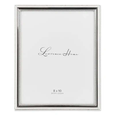 Image of Lawrence Frames 510780 8x10 Metal Picture Frame Silver Plate with Delicate Beading