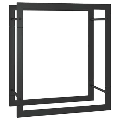 Image of vidaXL Firewood Rack Sturdy and Durable Matt Black Steel Ample Storage for Logs Allows Better Airflow Resists Weather Conditions Ideal Solution Easy Assembly