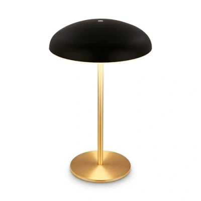 Image of BRILONER Rechargeable LED Table lamp IP44 with Light Edge, Touch, Replaceable Battery, Light, Battery lamp, Bedside, no Cord, 19.5x30.5 cm, Black Brass