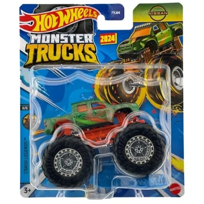 Image of Hot Wheels Monster Trucks Crash Legends 6/6 Nissan 1:64 Scale Diecast Model Vehicle