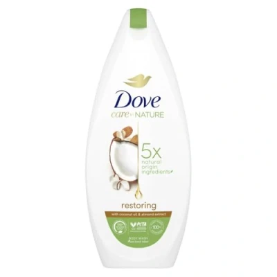 Image of Dove Care By Nature RESTORING Shower Gel 225ml, with Coconut Oil &amp; Almond Extract (Pack of 1)