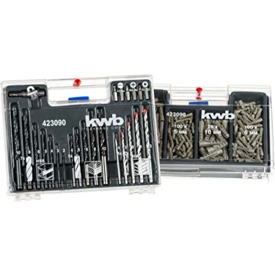 Image of kwb KRAFTIXX 300 piece Bit, Plug, Drill, and Case Set with Bits, Wood Drills, Metal Drills &amp; Masonry Various Universal Plugs from 5 10 mm