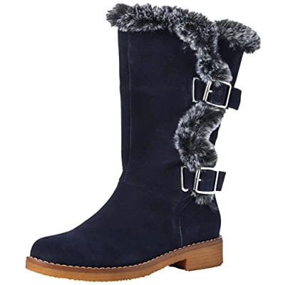 Image of Hush Puppies Women&#039;s Megan Mid Calf Boot, Navy, 5 UK