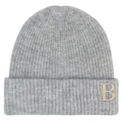 Image of TeddyT&#039;s Personalised Women&#039;s Luxury Knitted Rib Beanie Hat (Light Grey)