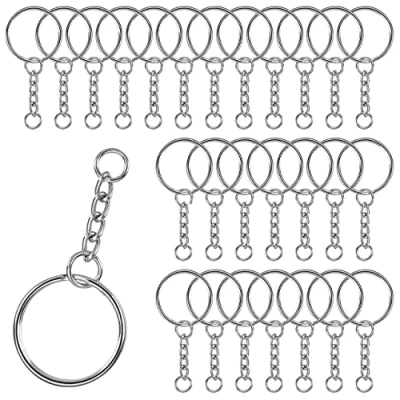 Image of ebuyerfix 100 Pcs Keyring Key Chain Split Metal Rings with Link and Open Jump Bulk for Crafts DIY Jewelry Making 1&quot;/25mm