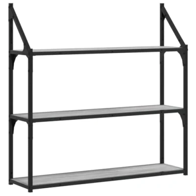Image of vidaXL 3 Tier Wall Shelf Grey Sonoma 80x21x78.5 cm Engineered Wood