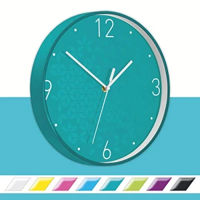 Image of Leitz WOW Quartz Wall Clock, Perfect for Office, Kitchen, Living room and Bathroom, 29 cm Ice Blue