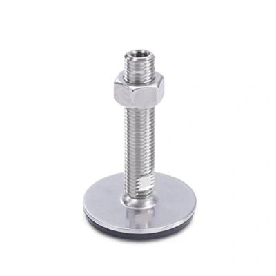 Image of Ganter Normelemente GN 41 40 M16 100 D3 UK Stainless Steel Adjustable Feet Rubber Vulcanised, Silver, Gewinde d2: M16X100
