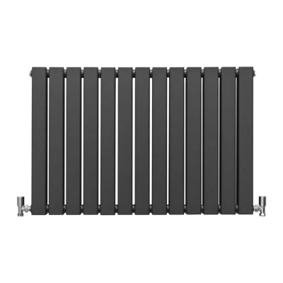Image of Designer Radiators 60 x 91cm Flat Panel Modern Central Heating Anthracite Grey Horizontal Column Double Wall Mounted Slimline Kitchen Living Room Bathroom Commercial Cleaning Brush &amp; Fixing Kit