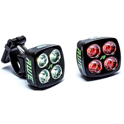 Image of AWE® AWEBlitz™ 120 Lumens 8 LED&#039;s USB Rechargeable Bicycle Front &amp; Rear Light Set *SEE 360 VIDEO*