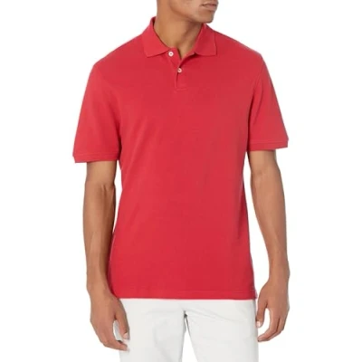 Image of Amazon Essentials Men&#039;s Slim Fit Cotton Pique Polo Shirt, Red, S