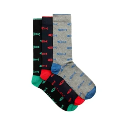 Image of Weird Fish Ronan Branded Bones Sock 3 Pack Multi Size 7 11