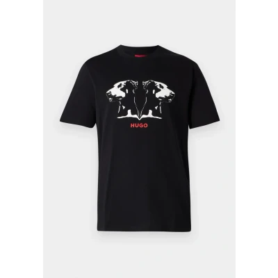 Image of HUGO Dobero Print Tshirt, Men&#039;s, Size: Large, Black