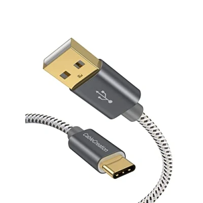 Image of CableCreation Short USB to C Android Auto Cable 0.25m A Fast Charging 3A Data 480Mbps for Power Bank, iPad Mini, S22 S21 Pixel Gray
