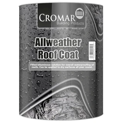 Image of CROMAR AllWeather Roof Coat Roofing Compound Solvent Based, Cold Applied Bituminous Coating All Weather Bitumen Paint Waterproof, Winter Resistant 2.5L