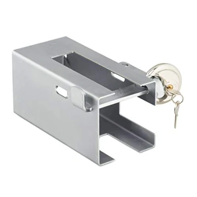 Image of Relaxdays 10031042 trailer lock, common for couplings, anti theft protection, round box steel, silver, 11 x 15 23.5 cm