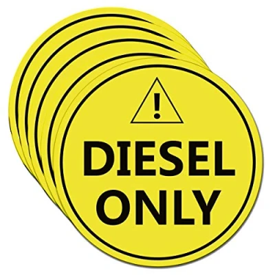 Image of Diesel Only Sticker Sign,4&quot; Decal Labels to Prevent User Error Adhesive Fuel Stickers for Trucks, Tractors, Machinery(5 Pack Set) (Orange Yellow)