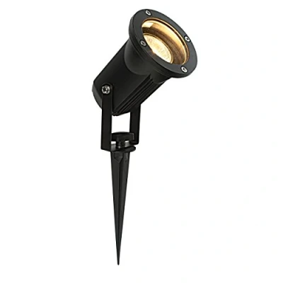 Image of OPAZ Modern GU10 Outdoor Garden LED Compatible Spike Ground Mount or Wall Light IP65 Matt Black