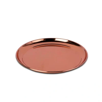 Image of Genware Round Copper Tray 12inch / 30cm Single Bar Trays, Barware, Serving Trays