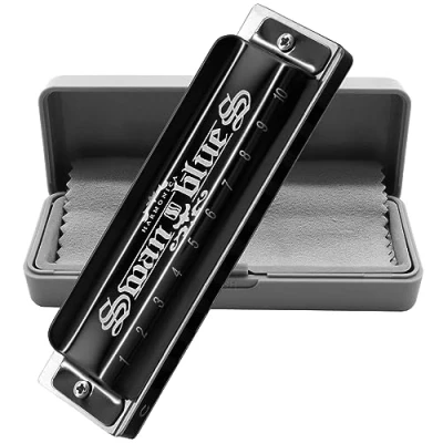 Image of Blues Harmonica Armonica Mouth Organ Harp 10 Holes Key of C Diatonic Professional Advanced Music Instrument for Kids Adults