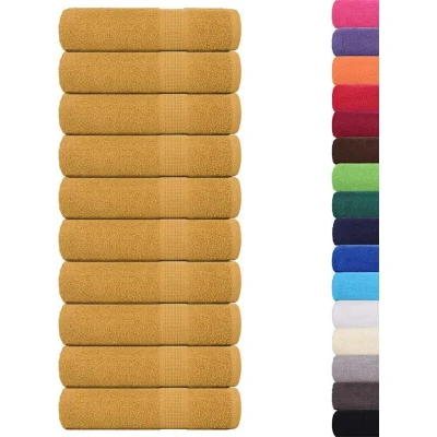 Image of vidaXL Bath Towels 10 pcs Gold 100x150 cm 360 gsm 100% Cotton