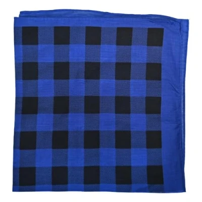 Image of Bandana Polka Dot Headwear Wrap Neckerchief Large Cotton Bandanas Scarf Headband Blue &amp; Black Checks