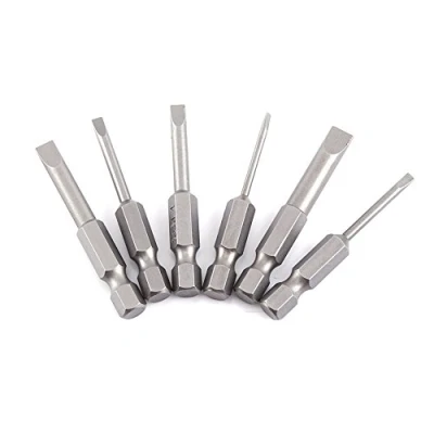 Image of 6Pcs 50mm 2 6mm Flat Head Slotted Screwdriver Bits Set S2 Magnetic Alloy 0.25 Inch Hex