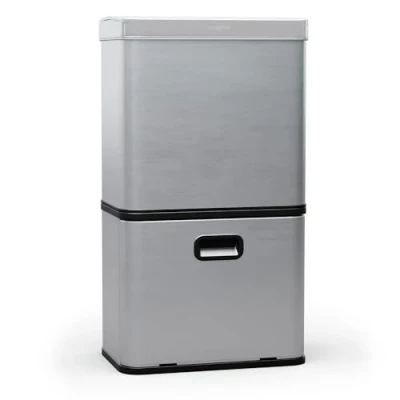Image of KLARSTEIN Touchless Sensor Mülleimer 56L Küchen Abfalleimer mit Bewegungssensor, 3 in 1 Mülleimer, Trennsystem, Soft Close, Edelstahl, hygienisch