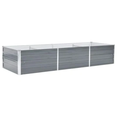 Image of vidaXL Garden Raised Bed, Heavy Duty Galvanised Steel, DIY Outdoor Patio/Garden/Balcony Decor, Large Size for Plants/Vegetables/Herbs/Flowers, Grey, Weather Resistant, Easy Assembly Required
