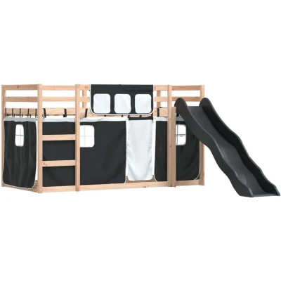 Image of vidaXL Bunk Bed without Mattress with Slide White and Black 90x200 cm