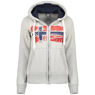 Image of Geographical Norway Gayto Lady Women&#039;s Long Sweatshirt Hoodie Casual Sleeve Warm Women All Season Fall Winter Spring Summer (Light grey XL)