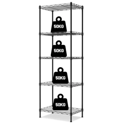 Image of WORKPRO 5 Tier Lightweight Wire Shelf Perfect Home Storage Solution for Kitchen, Bathroom, Living Room, Garage, and Pantry Shelves Unit Durable Reliable 440mm x 290mm 1302mm